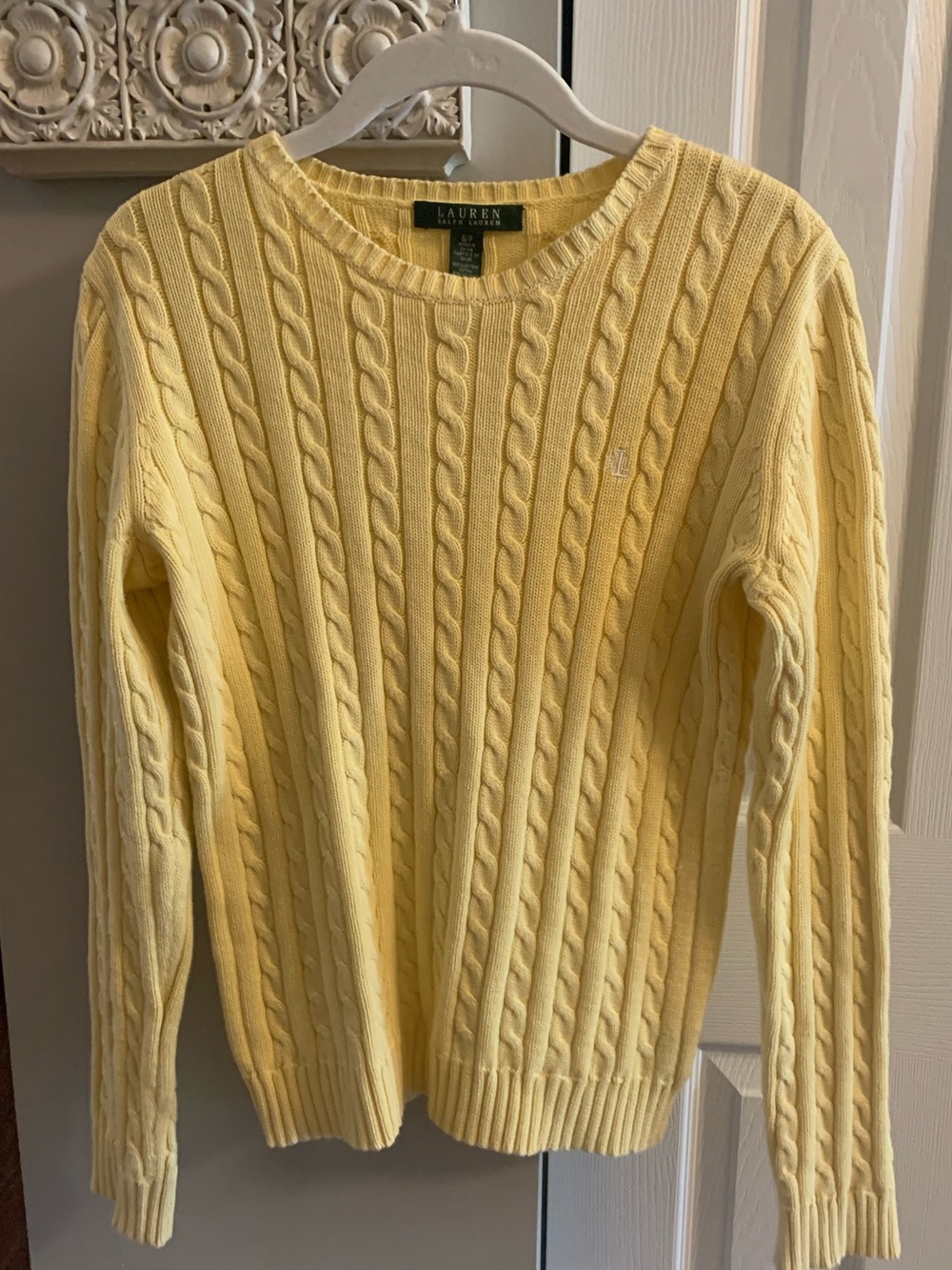 Ralph Lauren Fall Yellow Cable-Knit Crewneck Sweater NWOT - S